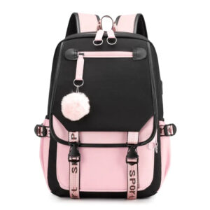 cartable college fille rose noir 9